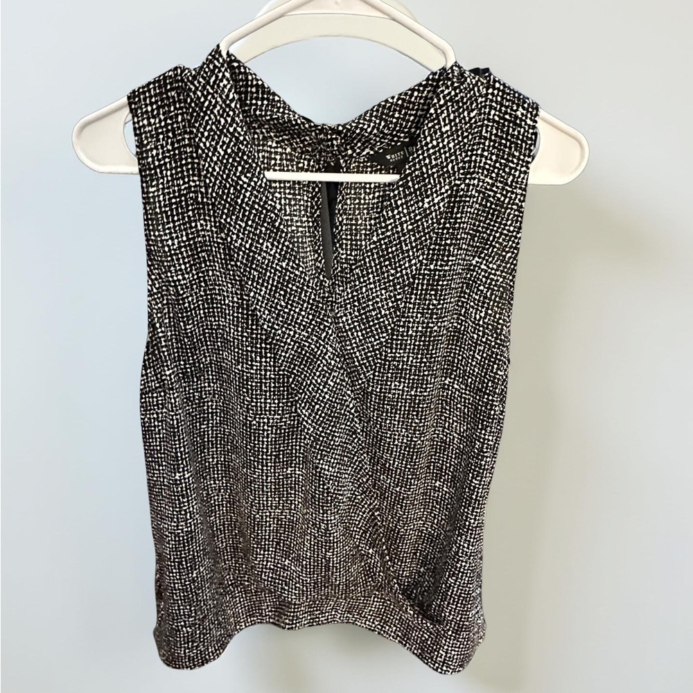 White House Black Market Textured Black and White Blouse